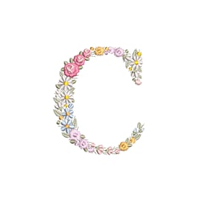 Machine embroidery  LETTER C Uppercase 9,7cm /3.85" tall dainty floral font Heirloom  Monogram  Broderie machine-Stickdatei-Ricamo macchina