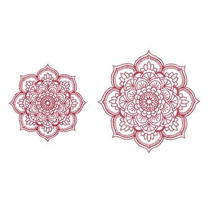 Mandala Redwork Machine Embroidery Design. Linework embroidery files. 2 sizes. Instant download image 2