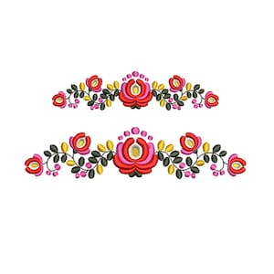 Folk Floral Border Machine Embroidery Design. 2 sizes. Instant download