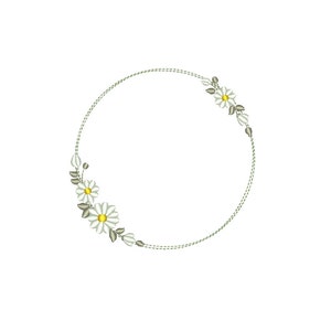 Dainty Wreath of Daisies - Floral Monogram Frame Machine Embroidery design. 3 sizes. Instant download