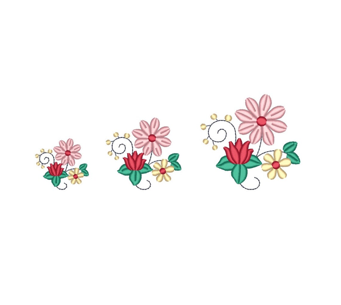 Mini Flowers - Small Flower Bunch - Machine Embroidery Design. 3 Sizes ...
