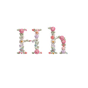 Desenho de bordado à máquina PEQUENA letra floral H maiúscula e minúscula Fonte de flor delicada heiloom Buchstaben Stickdatei Ricamo Broderie máquina