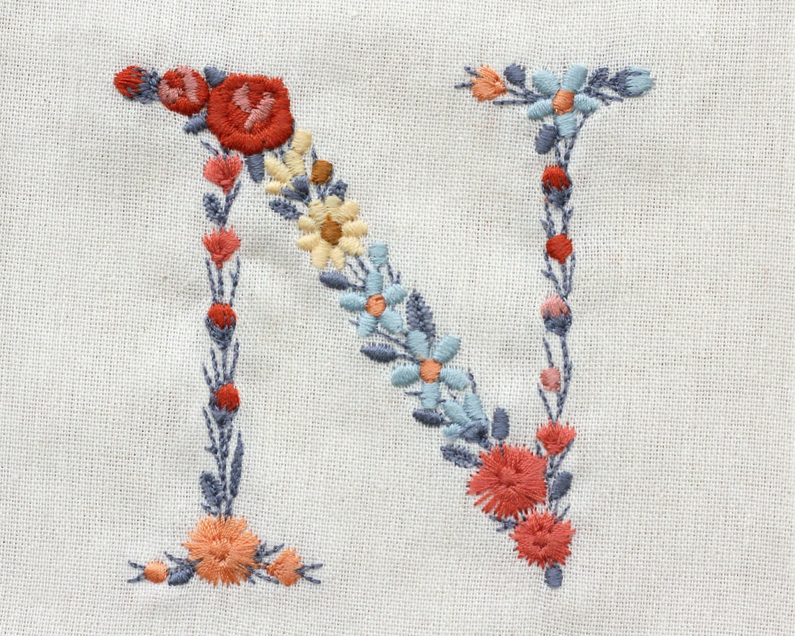 Machine Monogram Letter N Machine Embroidery LETTER N Uppercase 3