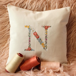 Machine embroidery LETTER N Uppercase 15cm/6"tall dainty floral font 8x8 hoop Heirloom Monogram Broderie machine Stickdatei Ricamo macchina