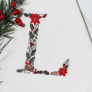 Diseño de bordado a máquina letra L 10 cm de alto Bordado digital monograma floral Letras de flores matriz de bordado