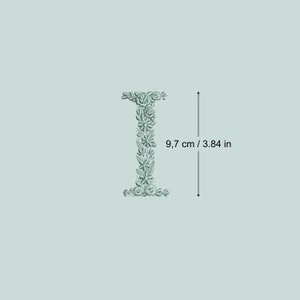 Maschinenstickerei BUCHSTABE I 9,7 cm große zierliche florale Schrift Heirloom Monogram Broderiemachine-Stickdatei-Ricamo macchina
