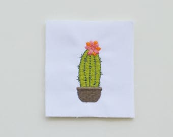 Mini Potted Cactus machine embroidery design. Small cacti machine embroidery files. 3 sizes. Instant download