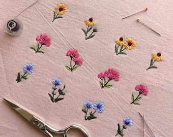 Mini-wildflower 1"/25 mm machineborduurbestand cichorei Joe-Pye Black Eyed Susan Blumen Stickdatei Broderie Fleur Ricamo fiori haft kwiatowy