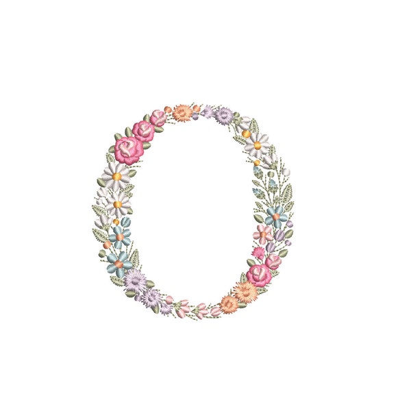 Machine embroidery  LETTER O Uppercase 9,6cm/3.80" tall dainty floral font Heirloom  Monogram  Broderie machine-Stickdatei-Ricamo macchina