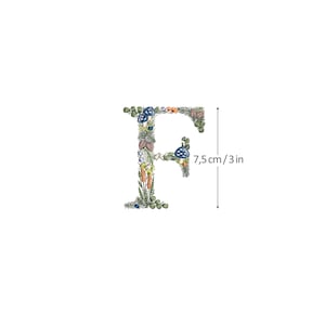 Diseño de bordado a máquina letra F 7,5 cm de alto Bastidor 4x4 (10 cm)  Bordado digital monograma floral Letras de flores matriz de bordado
