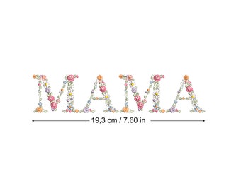 Machine embroidery design MAMA in floral letters 8X8&quot; HOOP Dainty flower Heirloom Girl Stickdatei  Broderie machine Ricamo macchina bordado