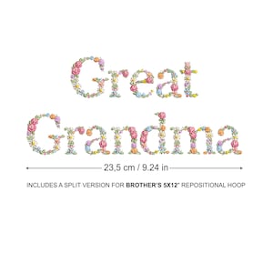 Diseño de bordado a máquina GREAT GRANDMA  bordado digital  Matriz de bordado floral Descarga inmediata dst pes exp jef sew hus vip vp3 xxx