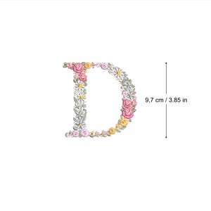 Bordado à máquina LETRA D Maiúscula 9,7 cm / 3,85" de altura fonte floral delicada Monograma Heirloom Broderie machine-Stickdatei-Ricamo macchina