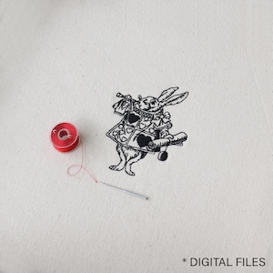 Vintage Kaninchen Stickdatei: Alice im Wunderland Linework (Instant Download)