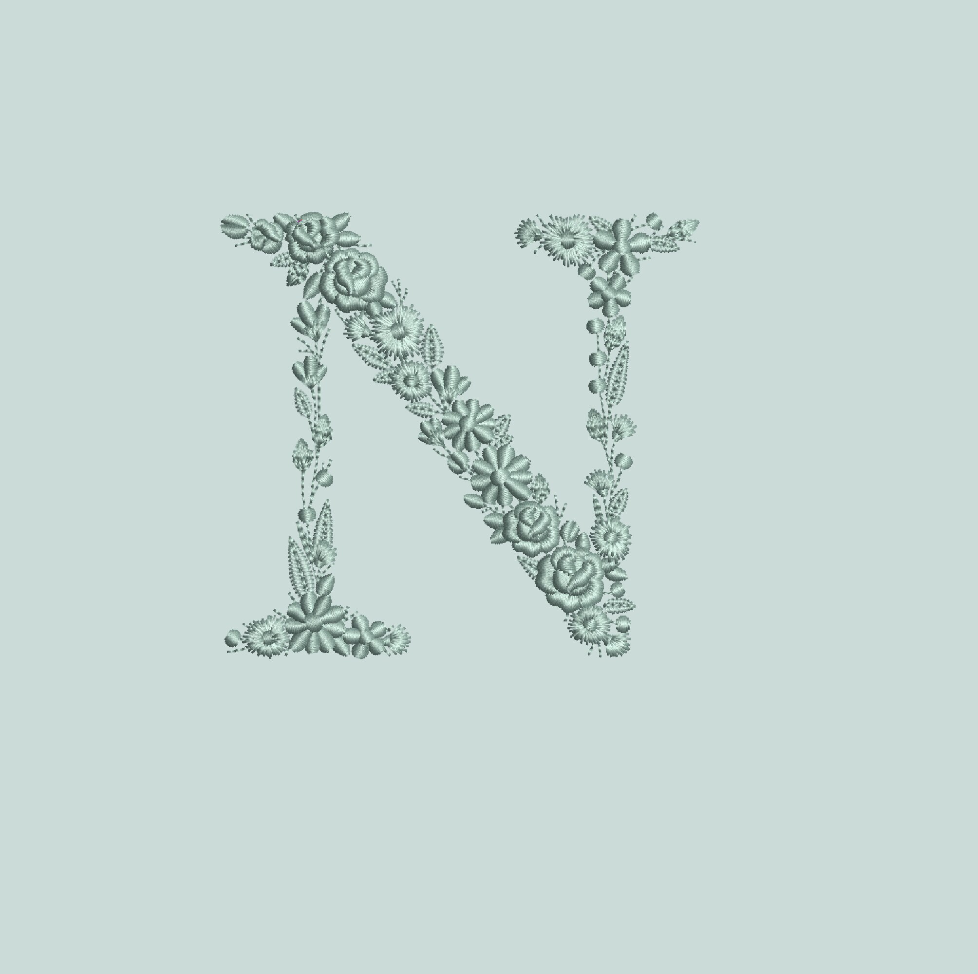 Machine Monogram Letter N Machine Embroidery LETTER N Uppercase 9,7cm / 3.82