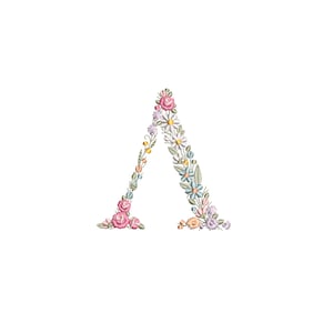 Diseño de bordado a máquina letra Λ Lambda  10 cm de alto  monograma floral Letra Griega flores matriz de bordado