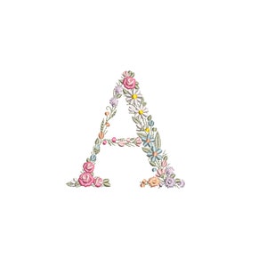 Machine embroidery LETTER A Uppercase 9,6cm/3.80" tall dainty floral font Heirloom Monogram Broderie machine Stickdatei Ricamo macchina