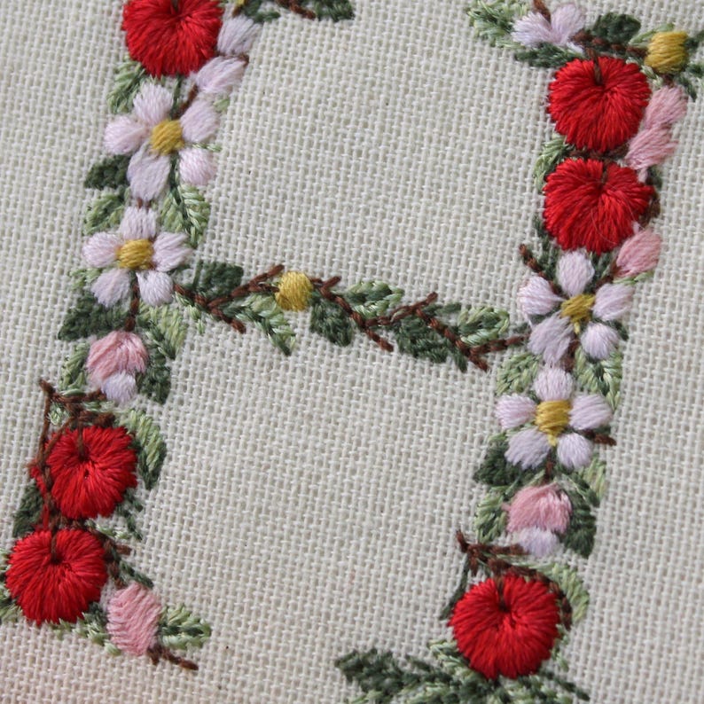 Diseño de bordado a máquina 5 cm de alto Monogramas Letras manzanas y flores Abecedario botánico Caracteres especiales Español Francés etc. imagen 9