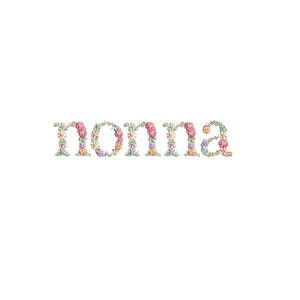 Machine embroidery design "nonna" in floral letters 5X7 HOOP Dainty flower Heirloom Stickdatei  Broderie machine Ricamo macchina bordado