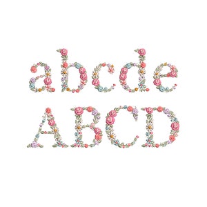 Alfabeto para bordar a máquina 4,3 cm de alto  Bordado Monograma  Abecedario de flores matriz de bordado Letras pequeñas