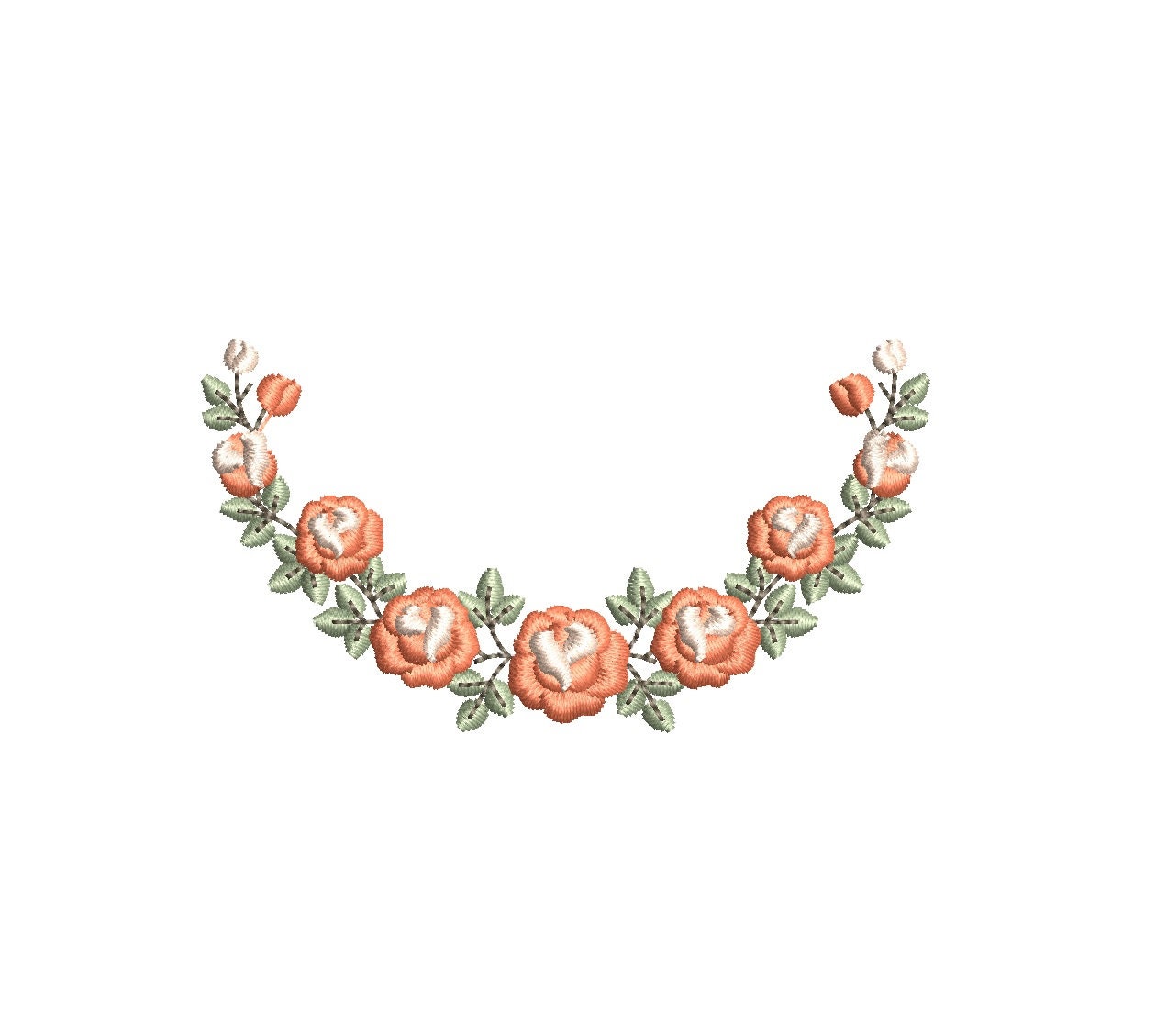 Machine embroidery design Curved Border of Roses. Small Etsy