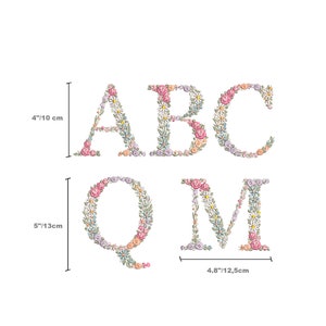 Diseño de bordado a máquina Abecedario de letras - MAYUSCULAS - Monogramas de flores matriz de bordado Letras Heirloom / modern boho