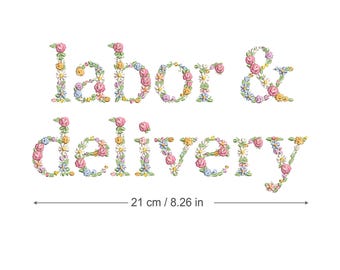 Machinaal borduurwerk ontwerpen arbeid & levering bloemen letters 21 cm/8,26" sierlijke bloemen erfgoed verpleegkundige arts gezondheid Broderie Ricamo bordado