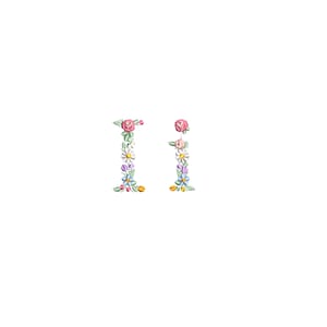 Diseño de bordado a máquina letra i mayúscula y minúscula 4,3 cm de altoBordado digital monograma floral Letras de flores matriz bordado