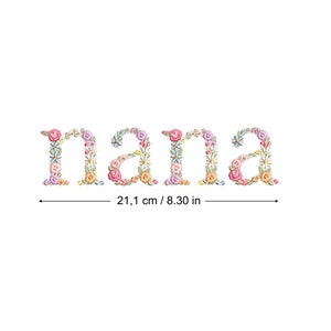 Diseño de bordado a máquina NANA 21 cm  bordado digital  Matriz de bordado floral Descarga inmediata dst pes exp jef sew hus vip vp3 xxx