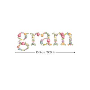 Machine embroidery design GRAM in floral letters 5X7 HOOP Dainty flower Heirloom  Stickdatei  Broderie machine Ricamo macchina bordado