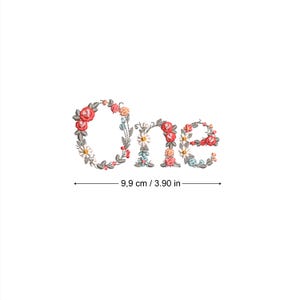 Machine embroidery design 4 x4 hoop First Birthday  One year old embroidery design One year floral letter Dainty flower font embroidery file