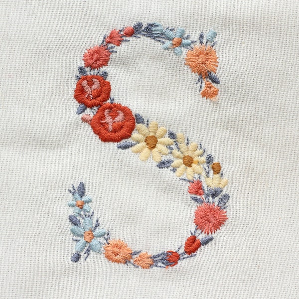 Machine embroidery LETTER S Uppercase 3"/7,5 cm Dainty floral font Heirloom Monogram Broderie machine Stickdatei Ricamo macchina 4x4 hoop