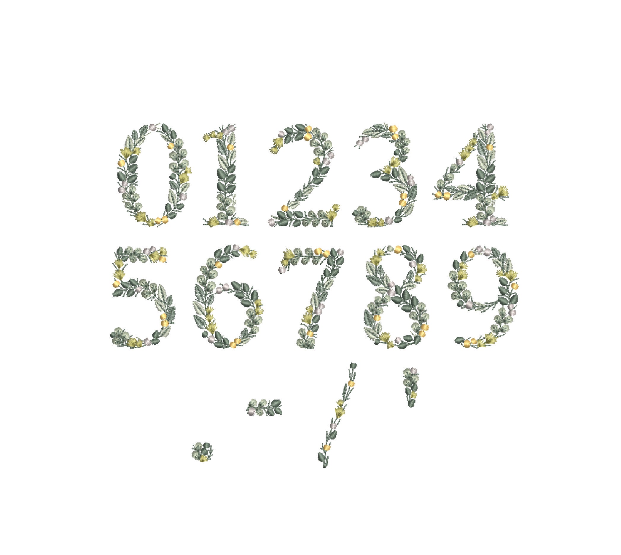 Machine Embroidery Designs 2"/5cm Heirloom NUMBERS OF LEAVES Botanical ...