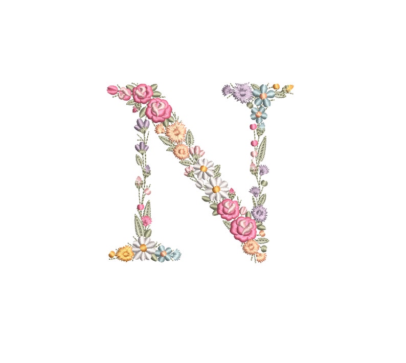 Machine embroidery letter n uppercase 10cm  4 tall  etsy
