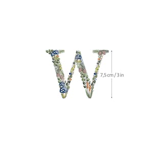 Diseño de bordado a máquina letra W 7,5 cm de alto Bastidor 4x4 (10 cm)  Bordado digital monograma floral Letras de flores matriz de bordado
