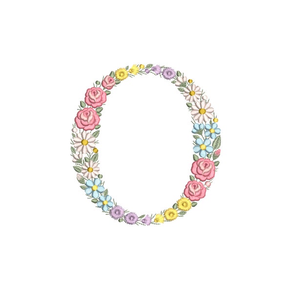 Machine embroidery LETTER O Uppercase 15cm/6"tall dainty floral font 8x8 hoop Heirloom Monogram Broderie machine Stickdatei Ricamo macchina