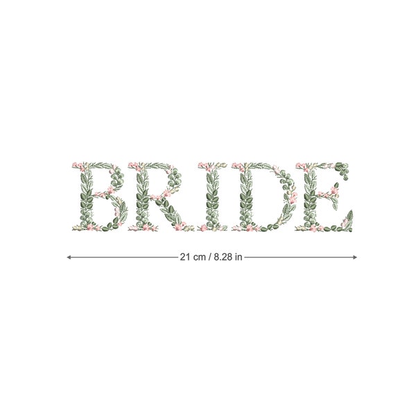 Machine embroidery design BRIDE in botanical letters 9" HOOP Dainty leaves Heirloom Stickdatei Broderie machine Ricamo macchina