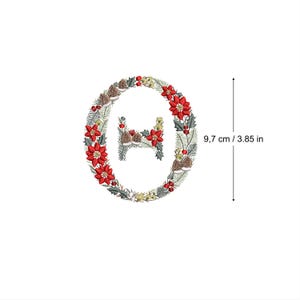 Stickerei griechischer Buchstabe THETA Θ Weihnachtsstern Monogramm Broderie Noël Weihnachten Stickdatei Ricamo Natale Poinsettia Pine