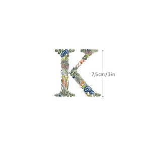Diseño de bordado a máquina letra K 7,5 cm de alto Bastidor 4x4 (10 cm)  Bordado digital monograma floral Letras de flores matriz de bordado
