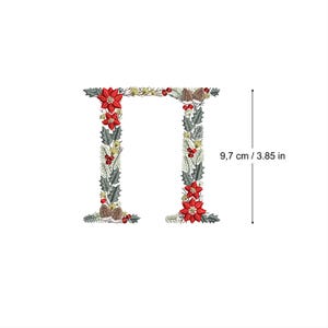 Stickerei griechischer Buchstabe Π PI Weihnachten Festliches Monogramm Broderie Noël Weihnachten Stickdatei Ricamo Natale Weihnachtsstern Tannenzapfen