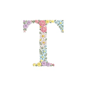 Bordado à máquina LETRA T Maiúscula 15 cm/6" de altura fonte floral delicada bastidor 8x8 Monograma Heirloom Broderie máquina Stickdatei Ricamo macchina