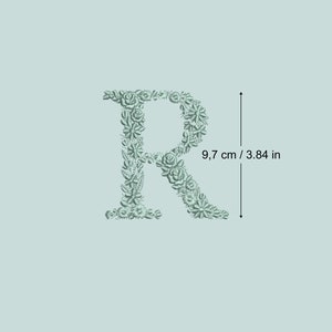 Maschinenstickerei BUCHSTABEN Großbuchstaben 9,7 cm/3,85" groß zierlich floral Schrift Heirloom Monogramm Broderie Maschinen-Stickdatei-Ricamo macchina
