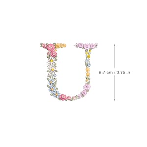 Bordado à máquina LETRA U Maiúscula 9,7 cm / 3,85" de altura fonte floral delicada Monograma Heirloom Broderie machine-Stickdatei-Ricamo macchina