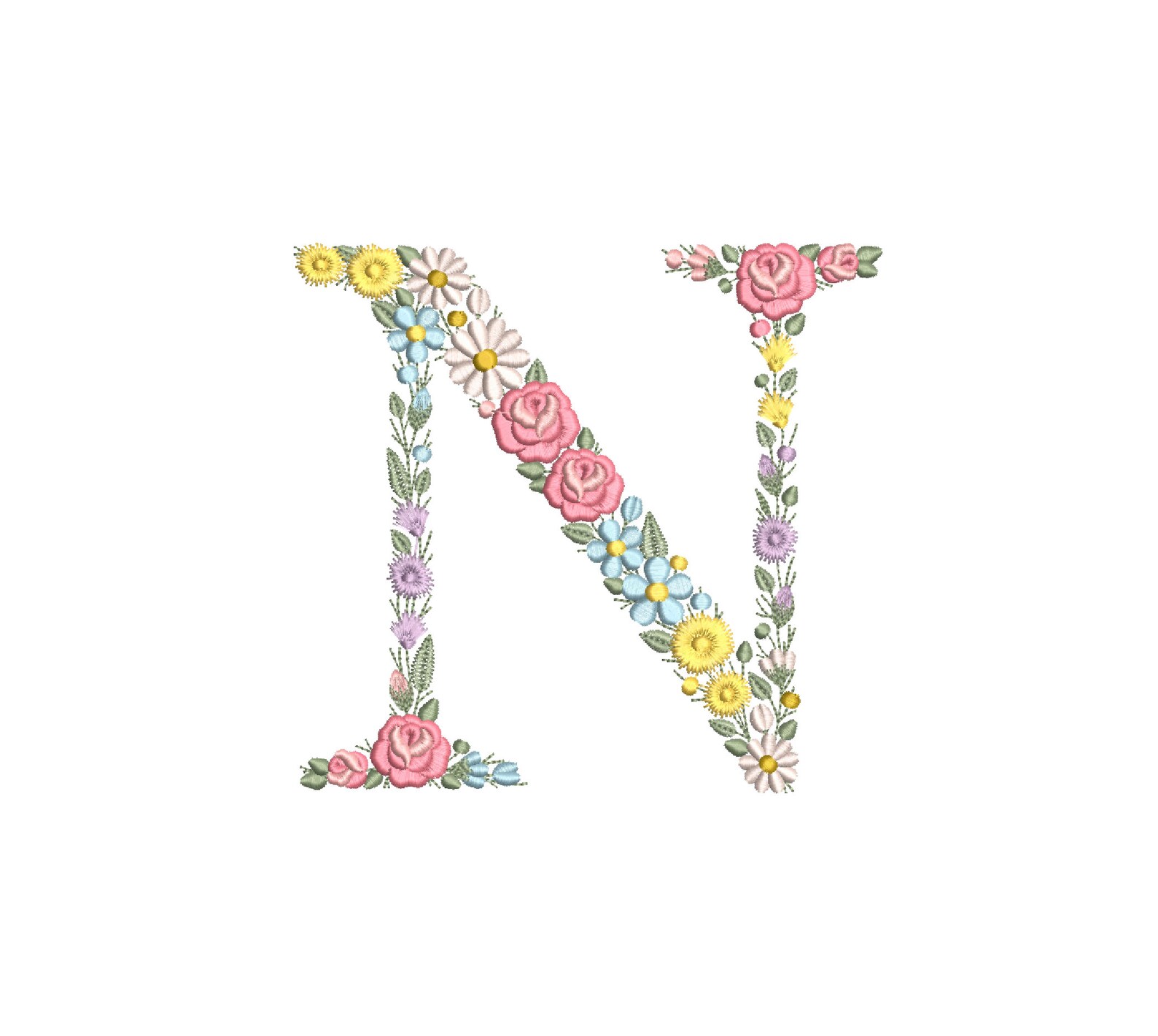 Machine Monogram Letter N Machine Embroidery LETTER N Uppercase 15cm/6