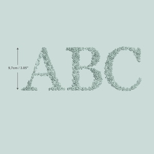 Diseño de bordado a máquina Abecedario de letras 9,7cm de alto  MAYUSCULAS  Monogramas de flores matriz de bordado Letras Heirloom  boho