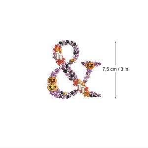 Bordado à máquina Carta de Halloween e 3"/7,5 cm Delicado botânico Outono Assustador Folhas de Videira Velas de abóbora Ricamo Broderie Stickdatei