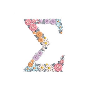 Maschinenstickerei SIGMA Großbuchstaben 15 cm hoch zierlich Blumen Schrift Sorority Monogramm Broderie Maschine Stickdatei Ricamo macchina