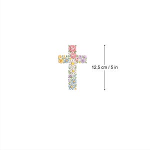 花クロスマシン刺繍デザイン 5 インチ/125 ミリメートル洗礼イースター Ostern Kreuz Stickdatei Broderie Croix de fleurs Pâques Ricamo croce di fiori