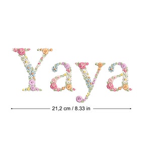 Diseño de bordado a máquina Yaya  monograma flores Día de la Madre Descarga inmediata dst pes exp jef sew hus vip vp3 xxx