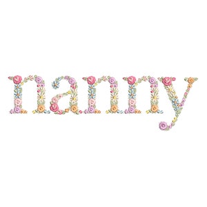 Diseño de bordado a máquina "nanny"  bordado digital  25 cm Matriz de bordado floral Descarga inmediata dst pes exp jef sew hus vip vp3 xxx